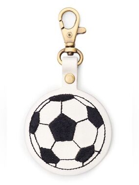 PLG Portland Leather Soccer Ball Keychain Bag Purse Charm Flair Black & White